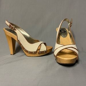 NWOT G by Guess Wood Heels 7.5